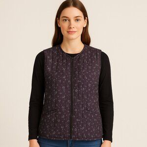 Yaya Women's purple Ditzy Floral Plum/White Gilet Waistcoat Y2K Size M